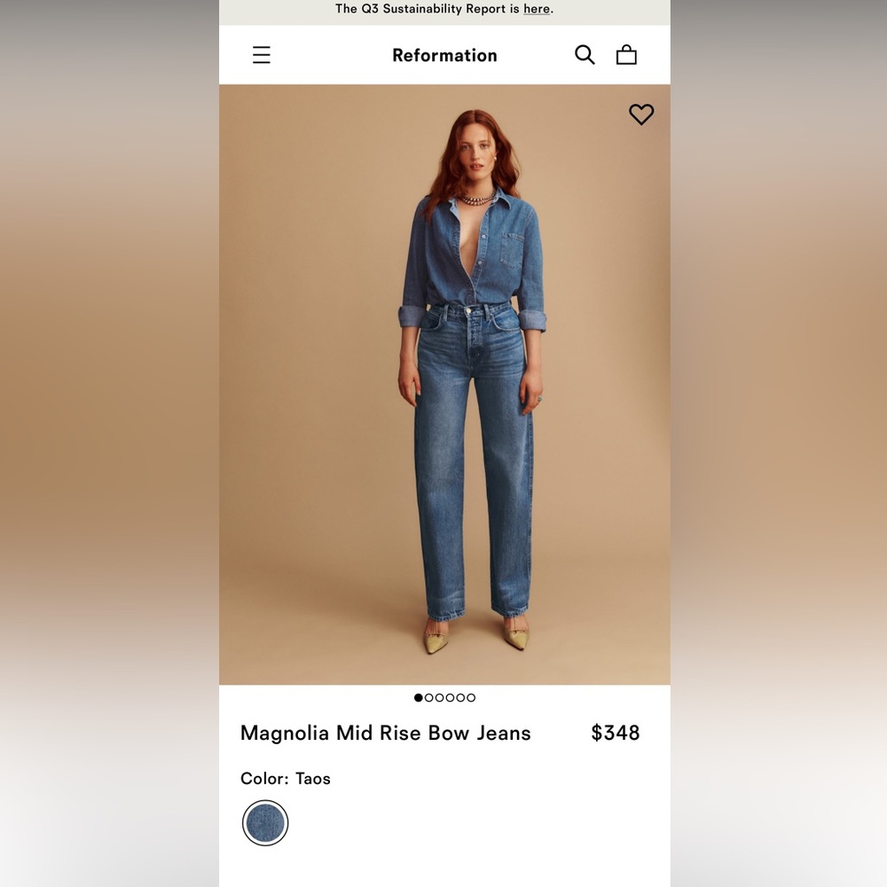 Reformation Magnolia Mid Rise Bow Jeans - Size 24